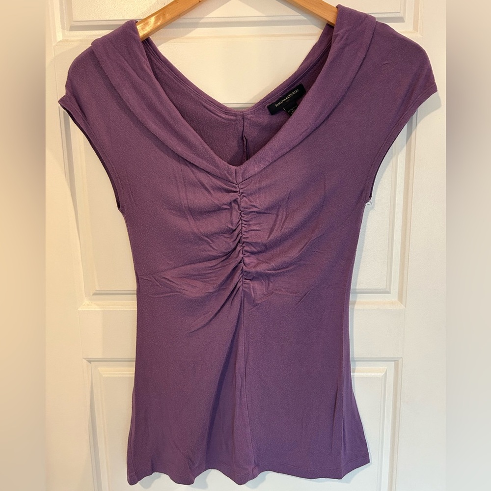 Banana Republic purple gathered front top